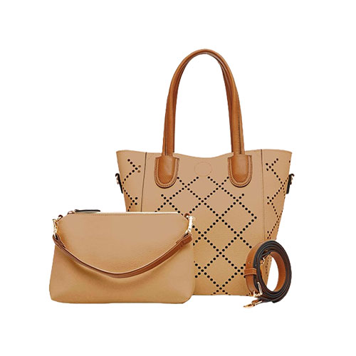 High quality handbag with pouch hollow flower pattern adjustable straps