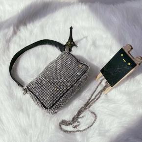 Women's evening bag with rhinestone sparkling decoration