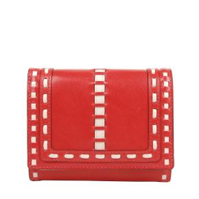 Women short purse with leather strap decoration design  