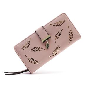 Ladies clutch purse metal buckle multi-card women's wallets with feather pattern