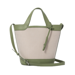Canvas with PU material and bucket shape tote bag